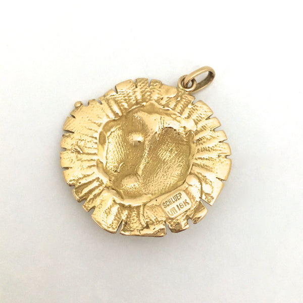 Walter Schluep brutalist 18k dimensional sun pendant