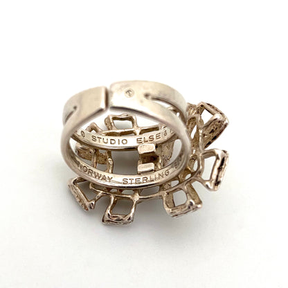 Studio Else & Paul vintage silver openwork large ring