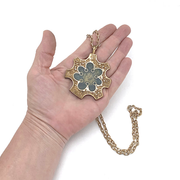 Bernard Chaudron large double sided resin enamel necklace