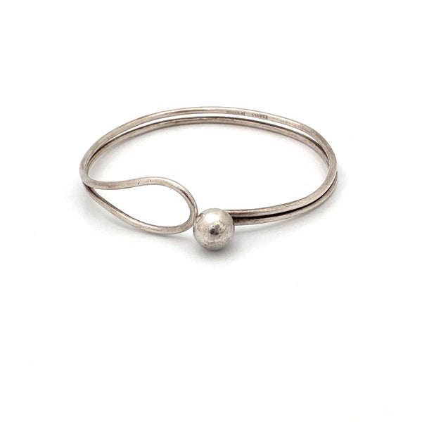 Henning Ulrichsen vintage silver bangle bracelet ~ loop & ball closure