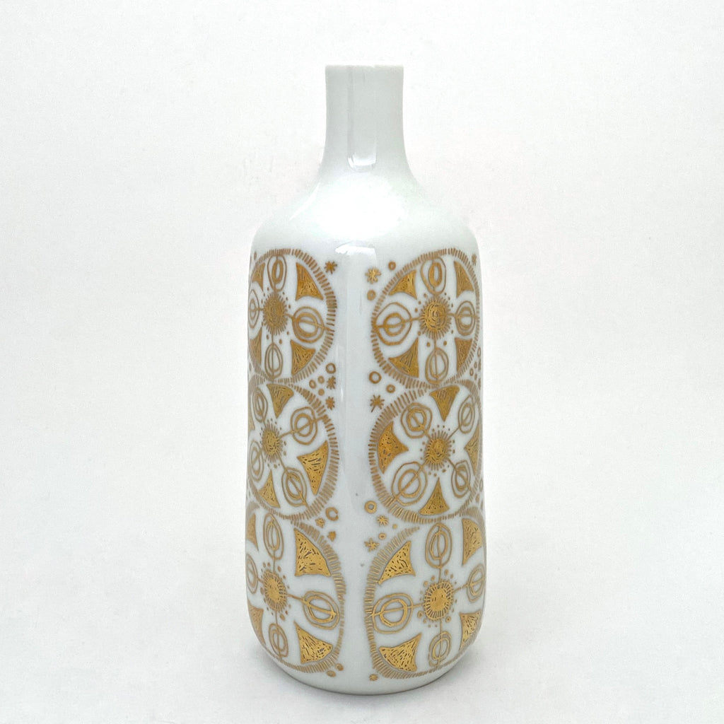 Porsgrund ceramic bottle vase with gold Samantha Howard Vintage
