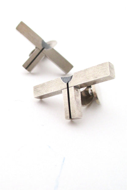 N E From Denmark vintage Scandinavian modernist silver cuff links