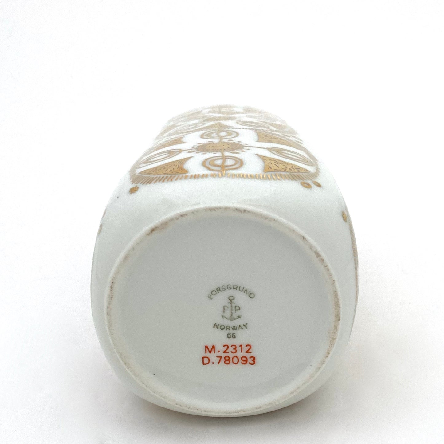 Porsgrund ceramic bottle vase with gold