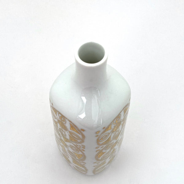 Porsgrund ceramic bottle vase with gold