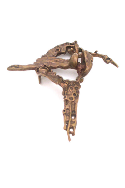 Juhls Norway large sculptural 'Tundra' bronze brooch - rare