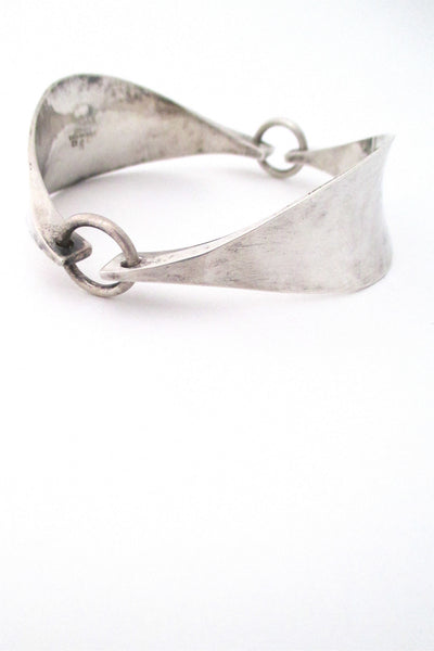Tone Vigeland for Plus Studios Norway vintage Scandinavian Modernist large silver bracelet
