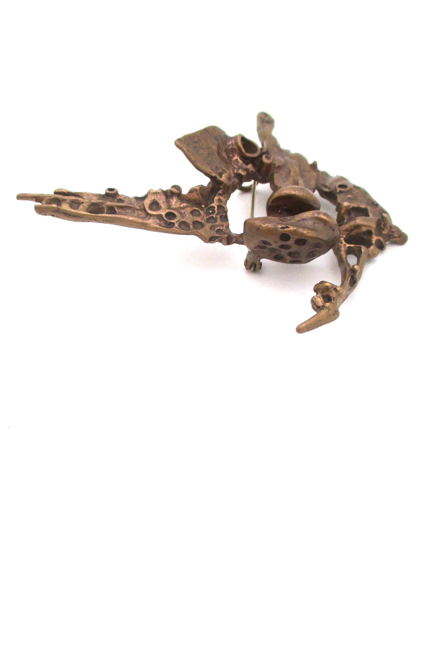 profile Juhls Norway large vintage bronze brutalist Tundra brooch rare