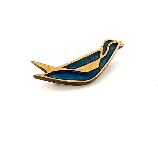 Bernard Chaudron bird brooch ~ dark blue resin enamel