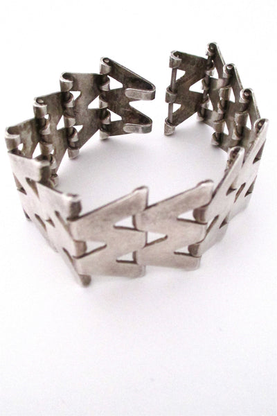 detail Birger Haglund Sweden vintage modernist Nordic design wide silver bracelet