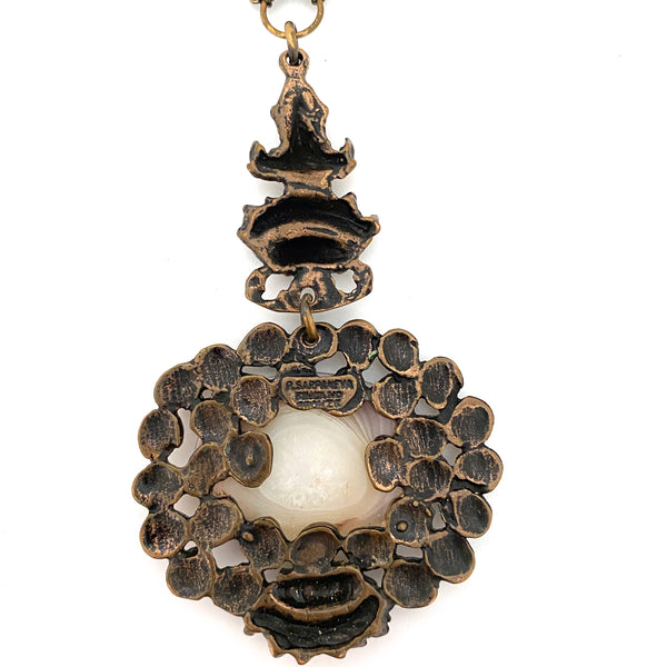 Pentti Sarpaneva large bronze & banded agate pendant necklace