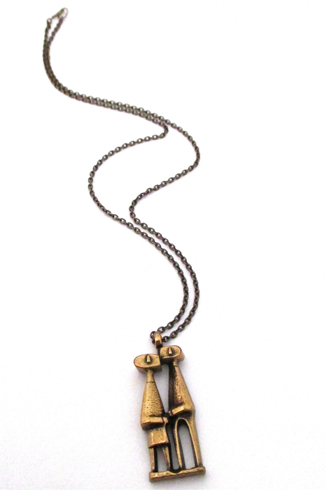 Jorma Laine Finland vintage modernist bronze 'confidants' pendant necklace