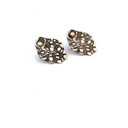 brutalist sterling silver & 14k gold earrings ~ post back