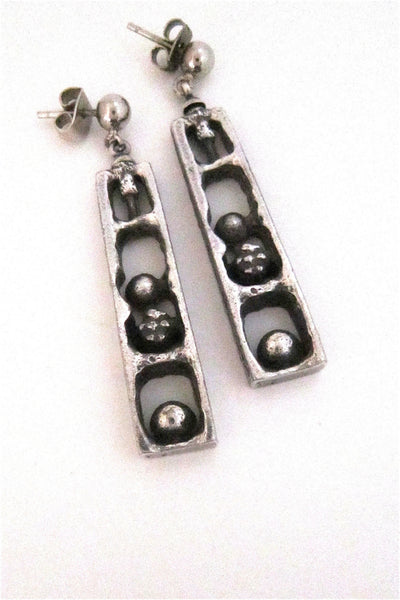 Guy Vidal Canada brutalist pewter cubicles drop earrings