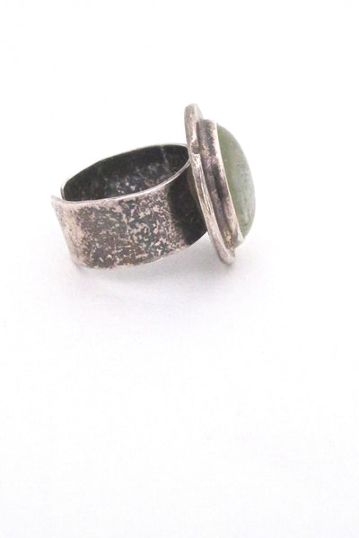 profile Rafael Alfandary Canada vintage brutalist sterling silver clear glass stone ring