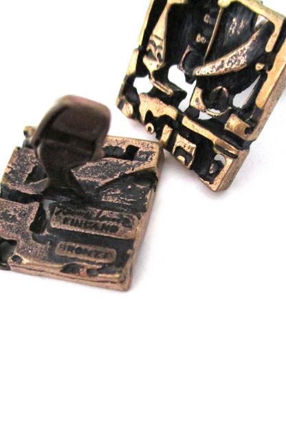 Jorma Laine Finland vintage Scandinavian modernist bronze cufflinks