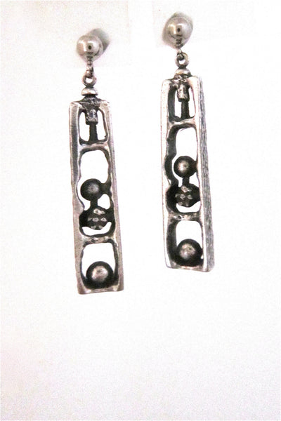 Guy Vidal Canada brutalist pewter cubicles drop earrings