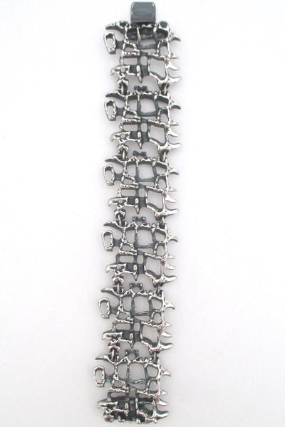 Guy Vidal openwork pewter panel link bracelet
