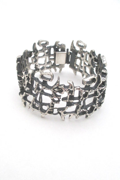 Guy Vidal openwork pewter panel link bracelet
