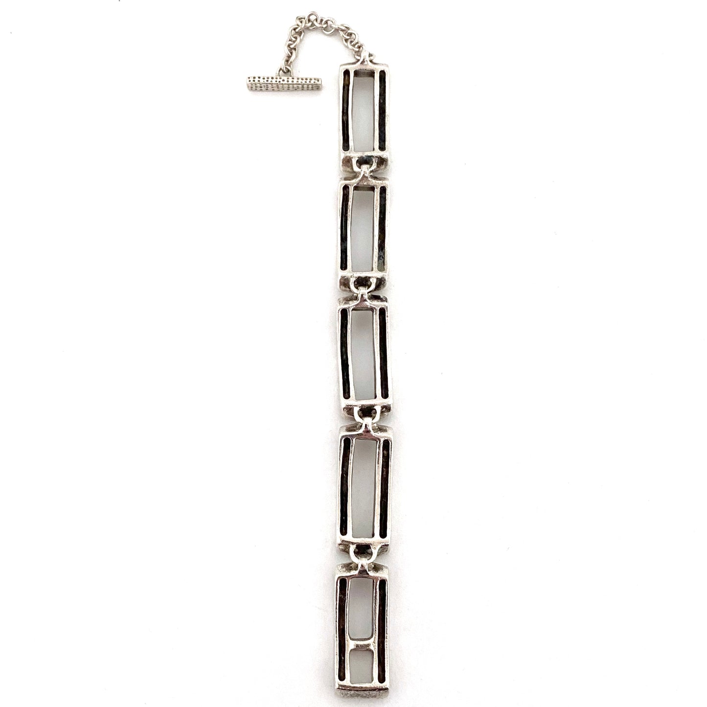 Lisa Jenks vintage silver link bracelet ~ 'Checkerboard'