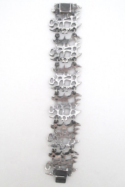 Guy Vidal openwork pewter panel link bracelet