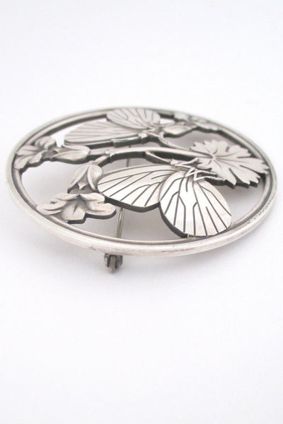 detal Georg Jensen Denmark vintage sterling silver large butterfly brooch by Arno Malinowski
