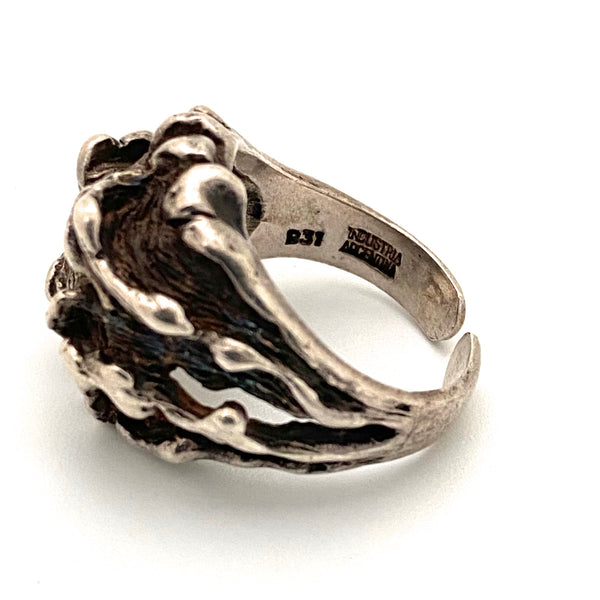 Industria Argentina vintage brutalist silver ring ~ 900 silver