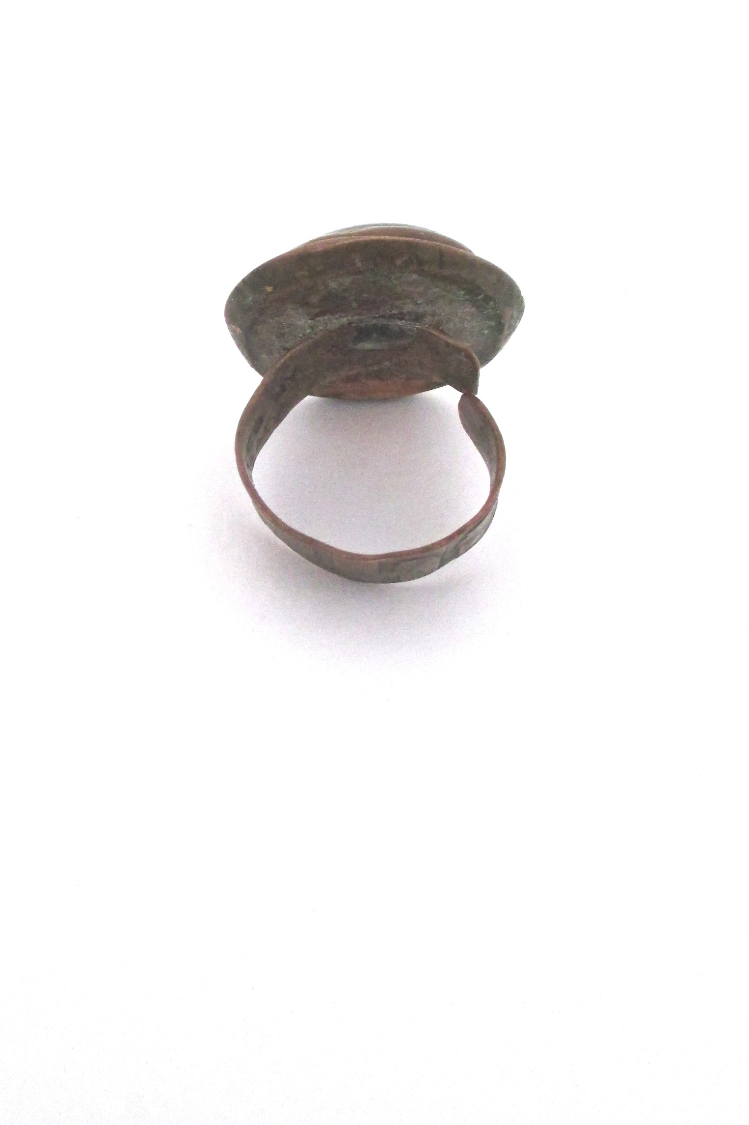 profile Rafael Alfandary Canada vintage brutalist copper aqua glass ring early