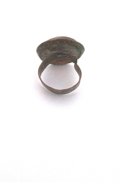 profile Rafael Alfandary Canada vintage brutalist copper aqua glass ring early