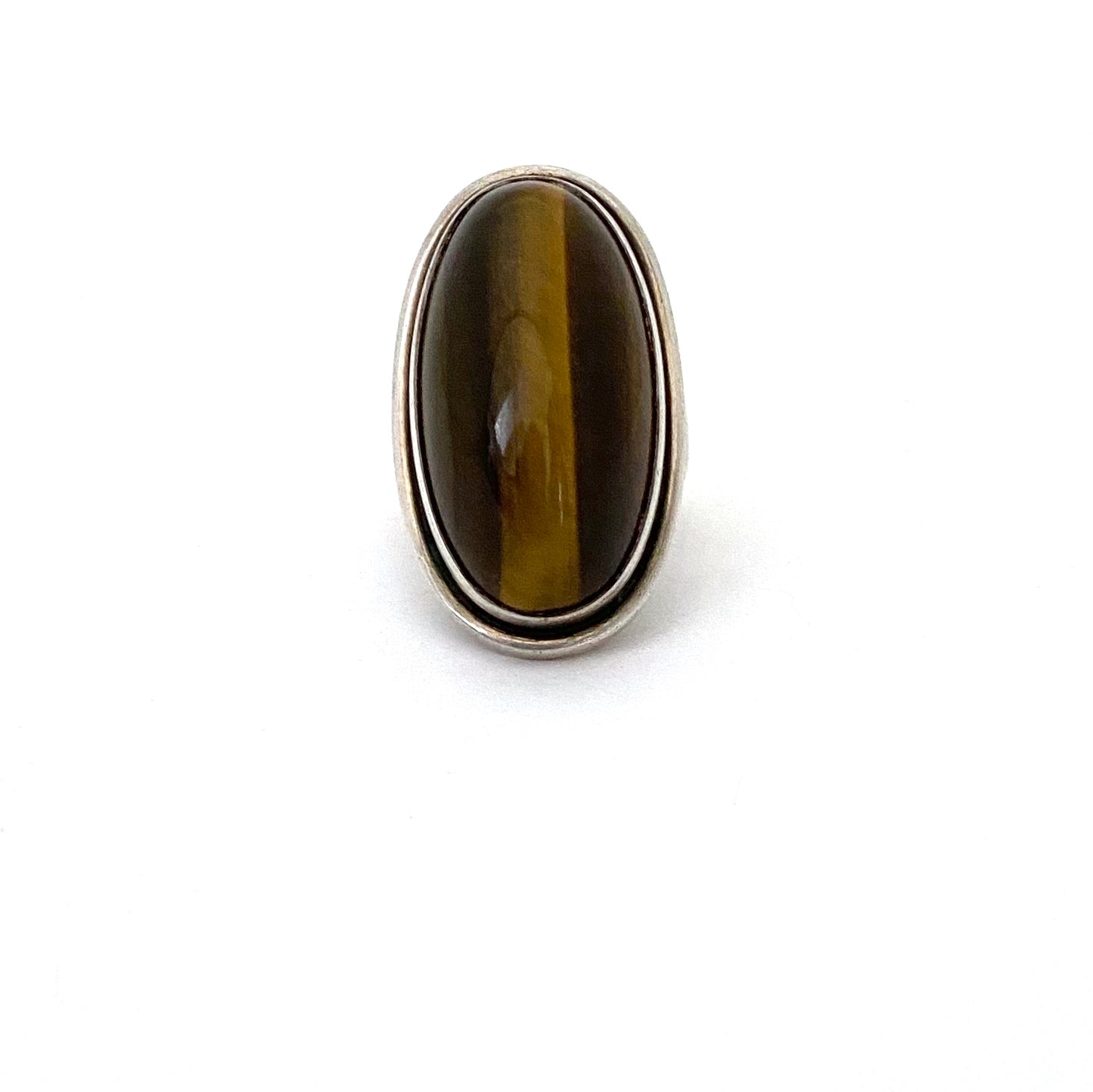Georg Jensen extra large silver & tiger eye ring #46E ~ Harald Nielsen