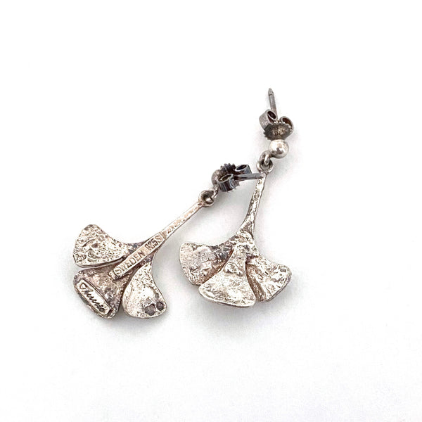 Theresia Hvorslev vintage silver drop earrings ~ stylized leaf