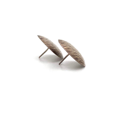 profile vintage textured sterling silver earrings post backs Modernist jewelry design
