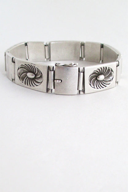 closure Georg Jensen Denmark vintage silver heavy link bracelet # 56 by Henry Pilstrup