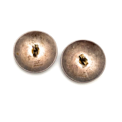 textured sterling silver studio made earrings ~ artist signed