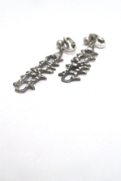 detail Guy Vidal Canada vintage modernist extra long drop earrings brutalist jewelry