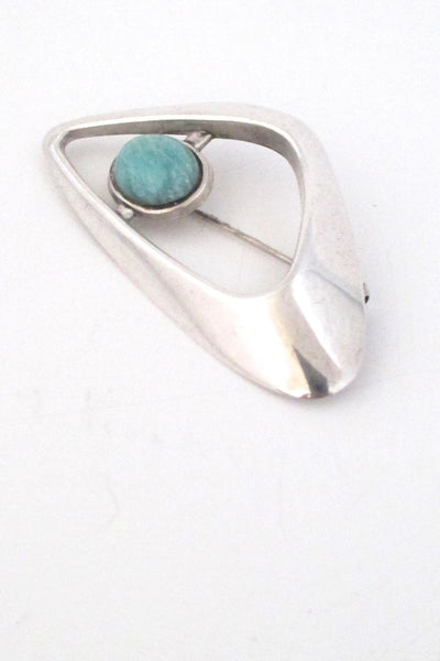 profile David Andersen Norway modernist silver amazonite brooch by Harry Sorby