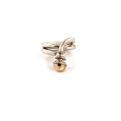 vintage silver & 14k gold ring ~ postmodern design