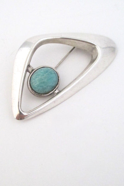 top David Andersen Norway modernist silver amazonite brooch by Harry Sorby