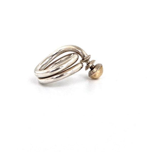 profile vintage silver 14k gold ring signed Postmodern jewelry design