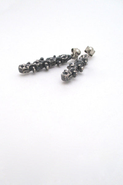detail Guy Vidal Canada vintage modernist pewter drop earrings brutalist design