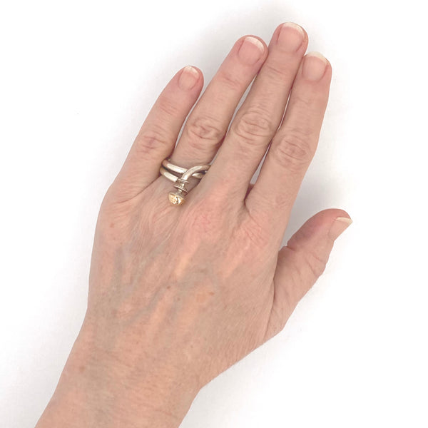 scale vintage silver 14k gold ring signed Postmodern jewelry design