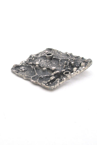 profile Guy Vidal Canada large textural pierced pewter brutalist brooch