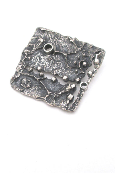 Guy Vidal Canada large textural pierced pewter brutalist brooch