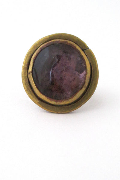 Rafael Alfandary Canada vintage large round purple  & brass ring