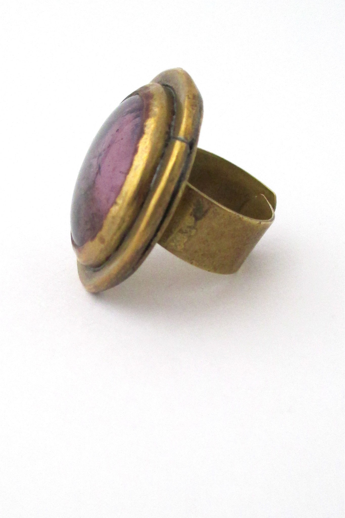 Rafael Alfandary Canada vintage large round purple  & brass ring