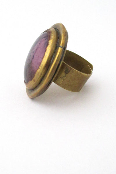 Rafael Alfandary Canada vintage large round purple  & brass ring