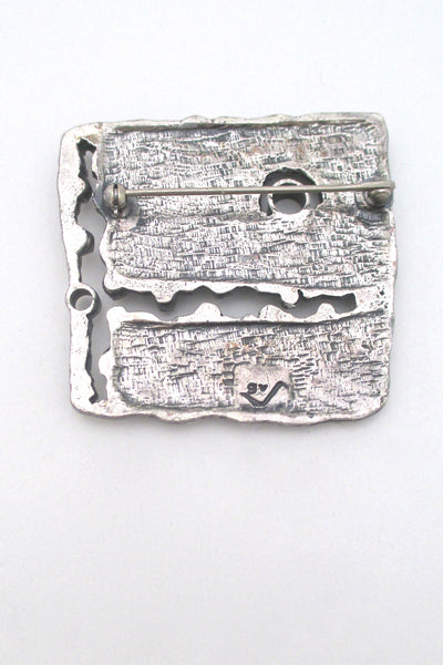 Guy Vidal textural pierced pewter brooch