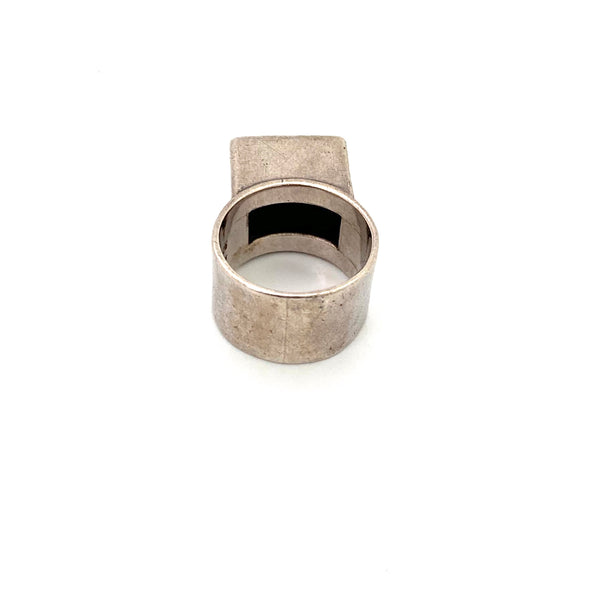 vintage silver & 9k gold screw ring