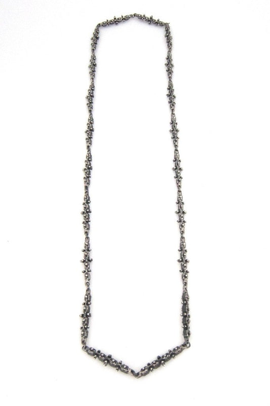 Guy Vidal Canada vintage brutalist pewter long link Knobbly chain Canadian Modernist jewellery design