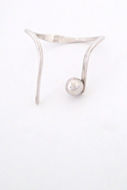 Henning Ulrichsen Denmark vintage silver dramatic silver sphere cuff bracelet Modernist design