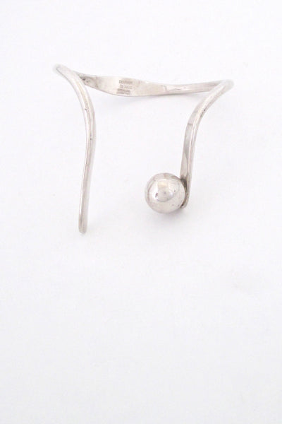 Henning Ulrichsen Denmark vintage silver dramatic silver sphere cuff bracelet Modernist design